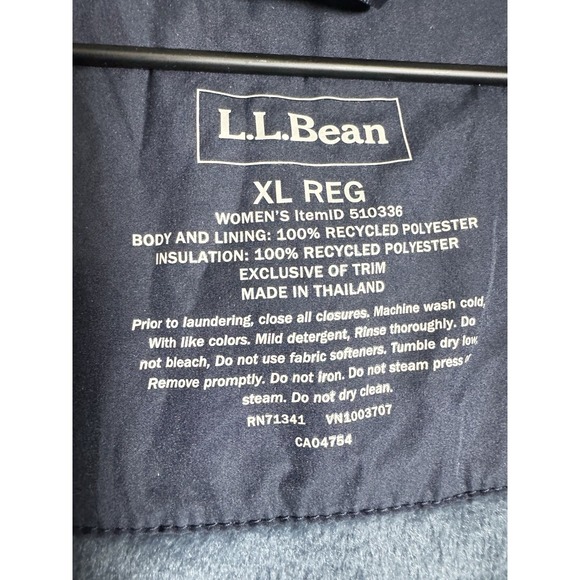 LL Bean Women Fleece-Lined Primaloft Coat Blue XL Parka Hooded - Picture 4 of 6